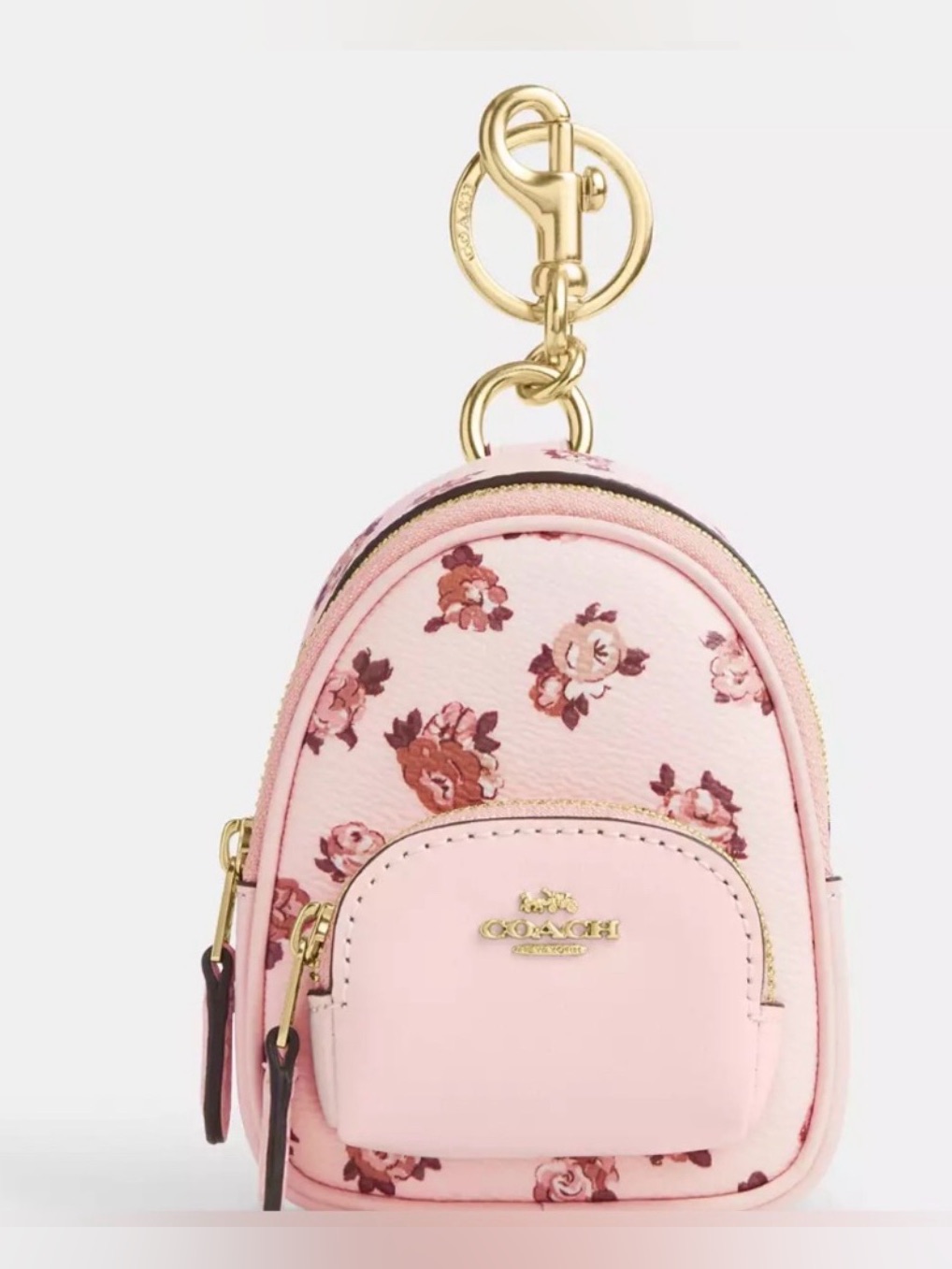 Coach Mini Court Backpack Bagcharm With Rosette Print